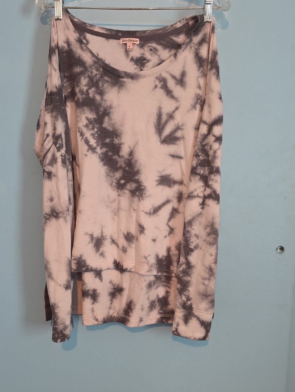 Juicy Couture Pink and Gray Tie-Dye Long Sleeve Pullover